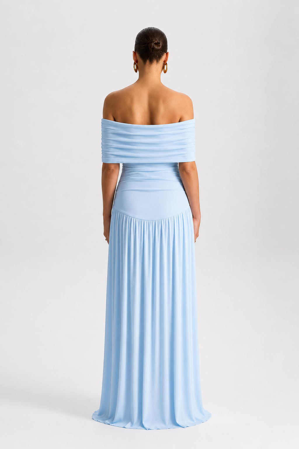 Robe de maternité longue élégante à épaules dénudées