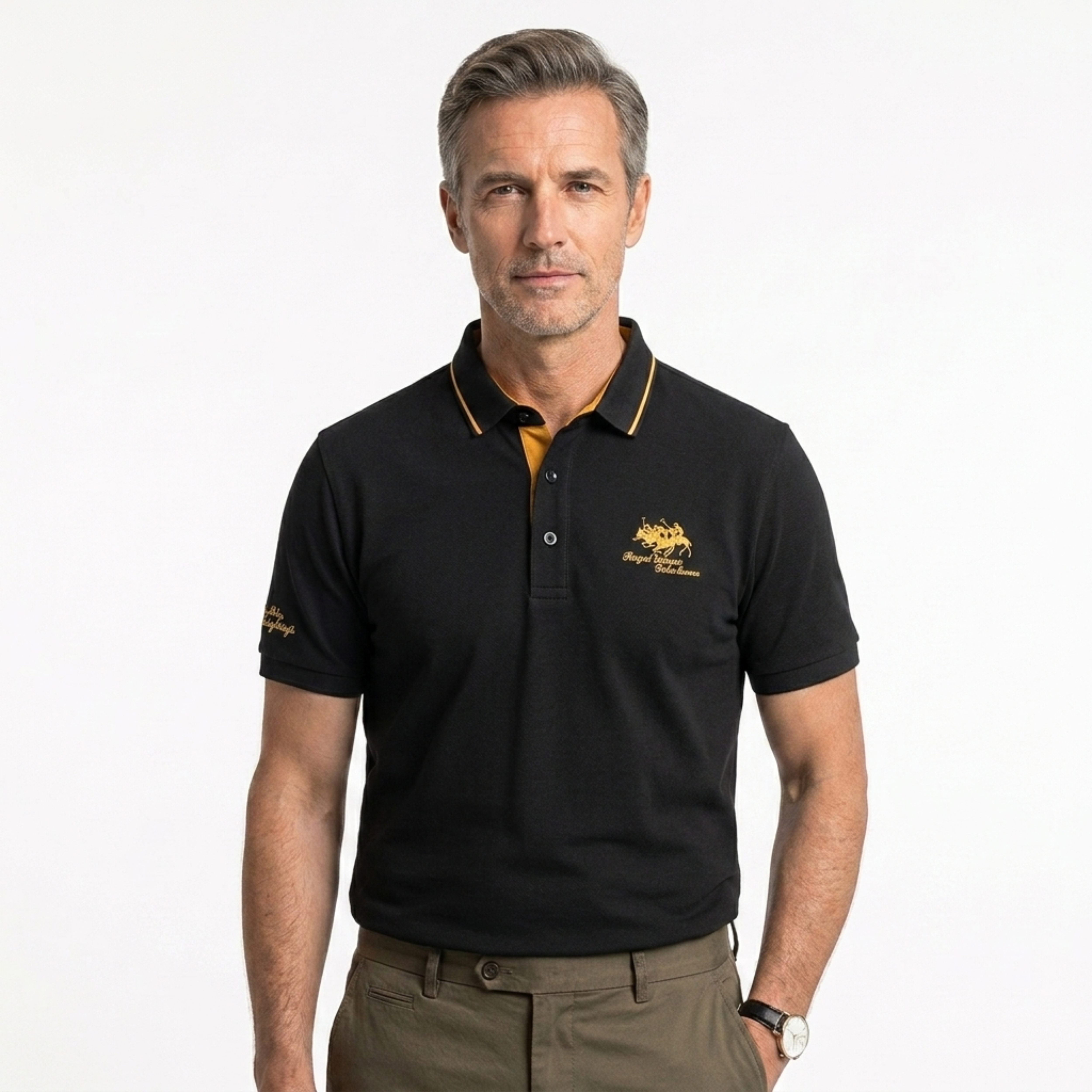 Polo manga corta hombre — diseño bordado para uso diario