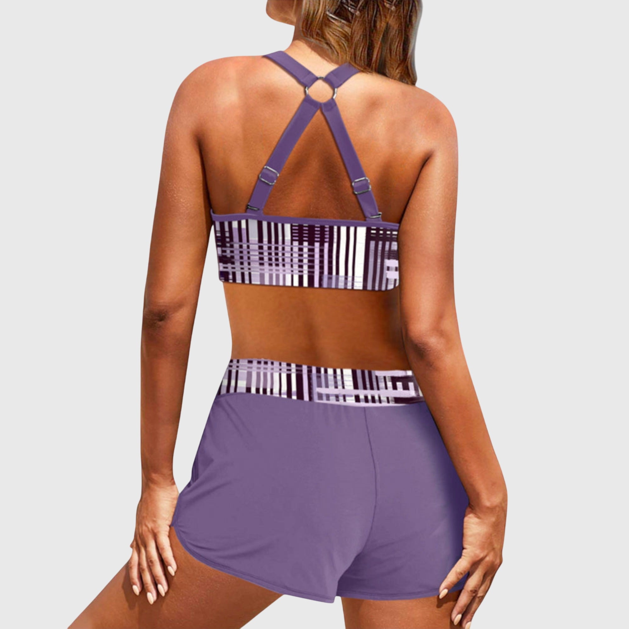 Bikini côtelé taille haute | ensemble maillot de bain deux pièces plage