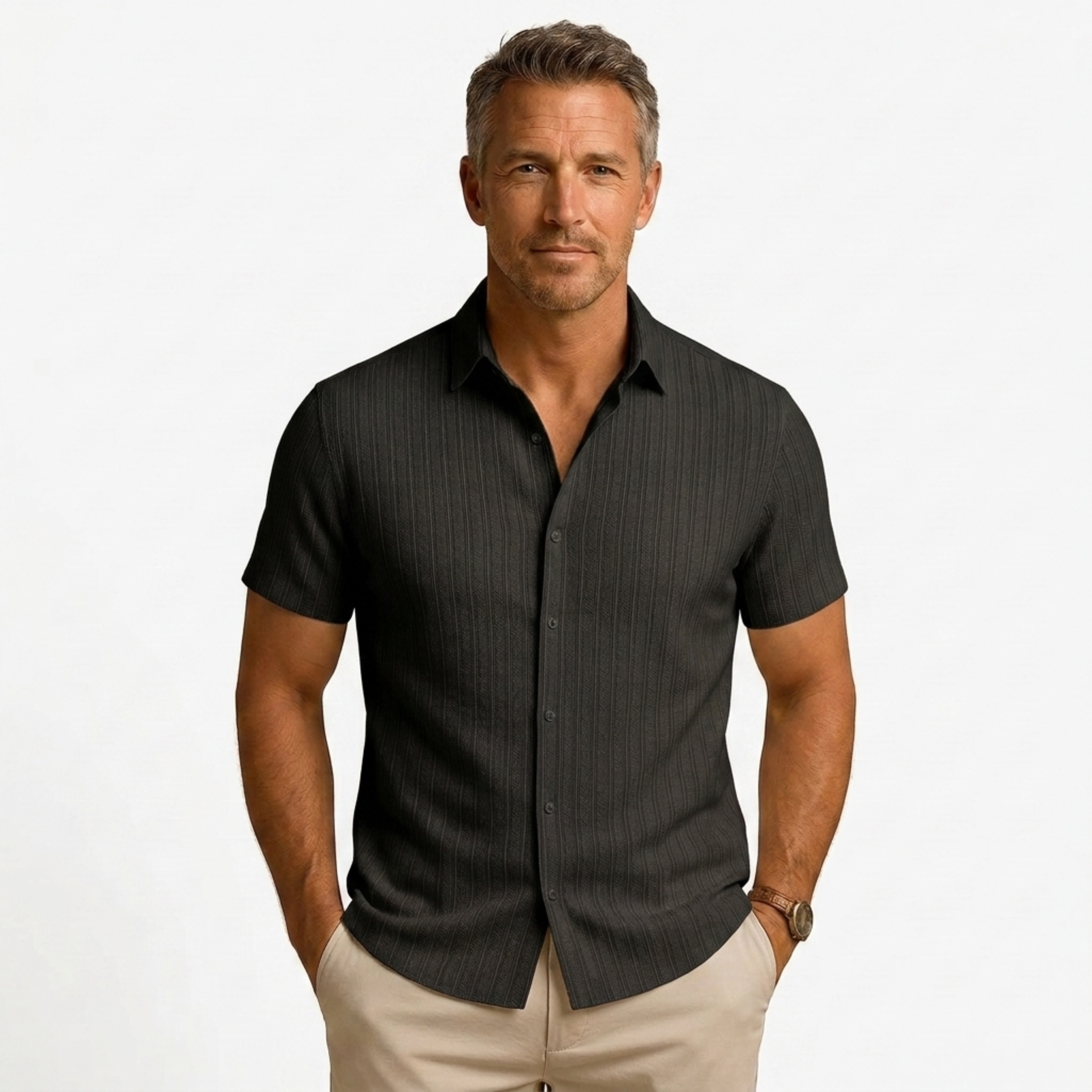 Chemise en coton et lin | design manches courtes pour la plage