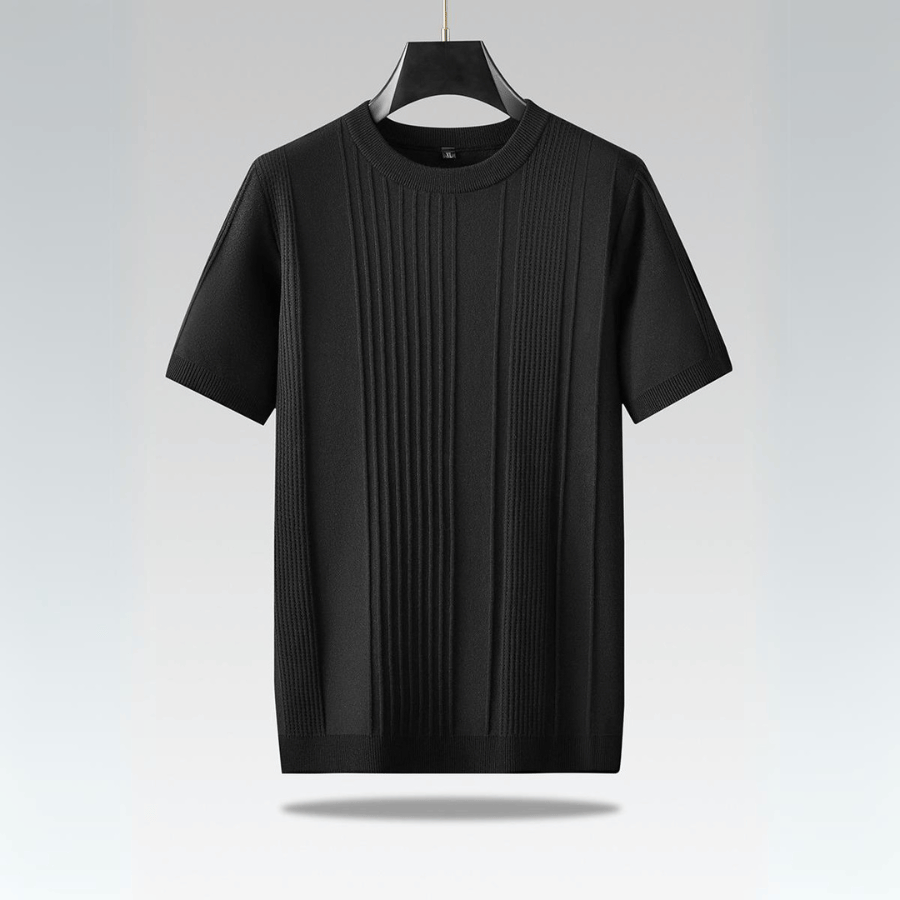 T-shirt en Maille de Soie Glacée pour Homme à Manches Courtes avec Col Rond
