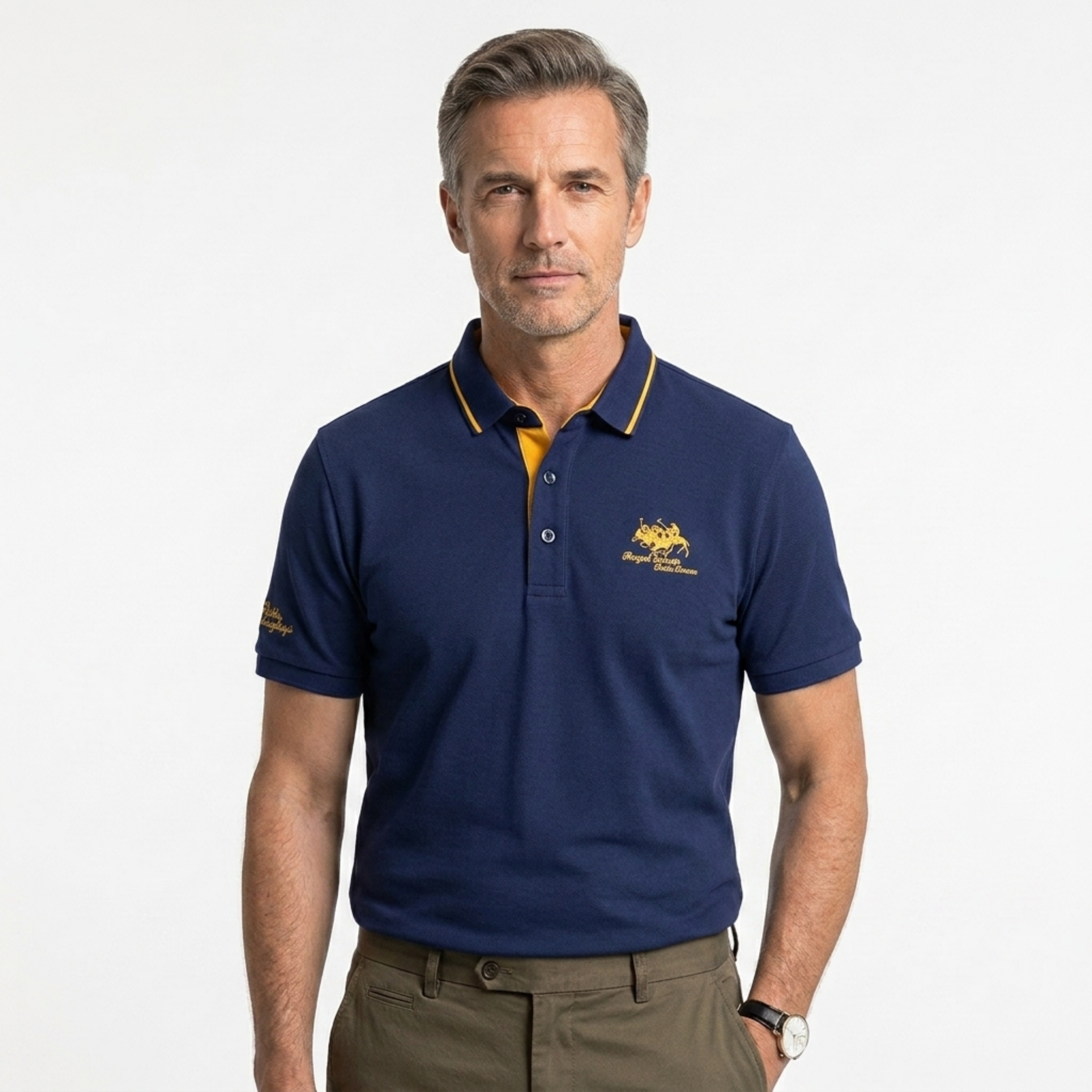 Polo manga corta hombre — diseño bordado para uso diario