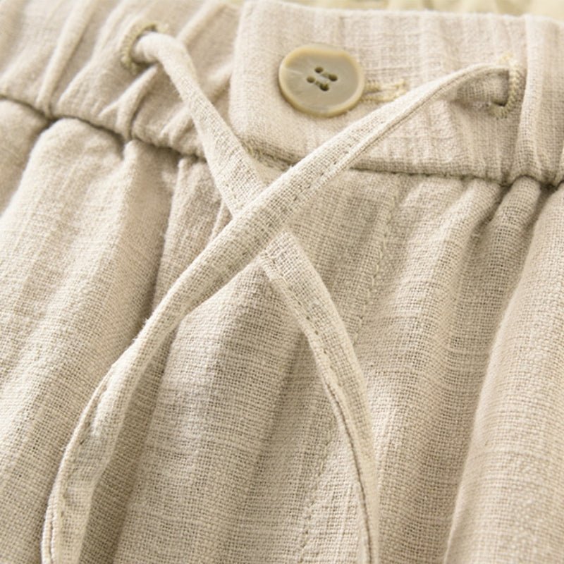 Pantalones de Lino y Algodón para Hombre de Corte Recto con Cintura Elástica
