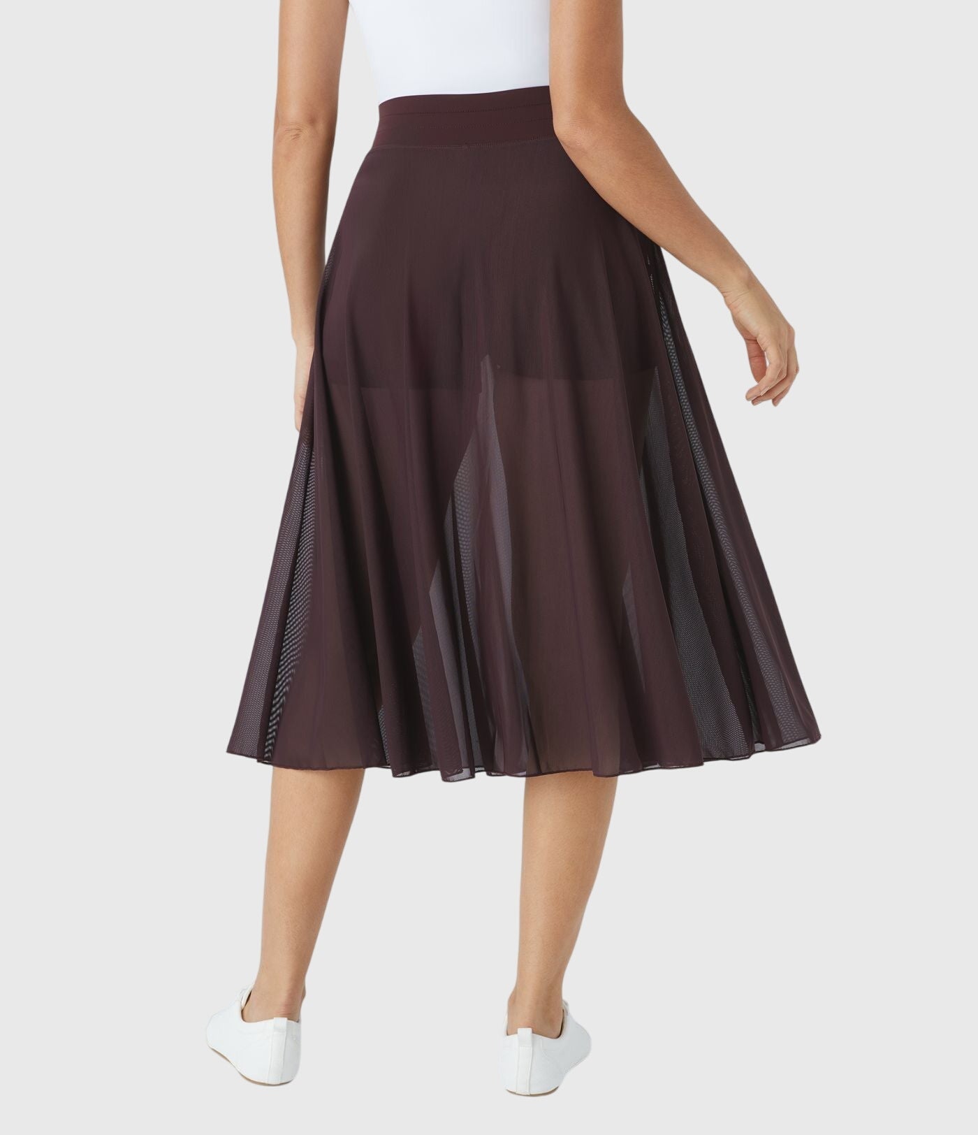 Jupe midi évasée taille haute pour femme avec cordon ajustable