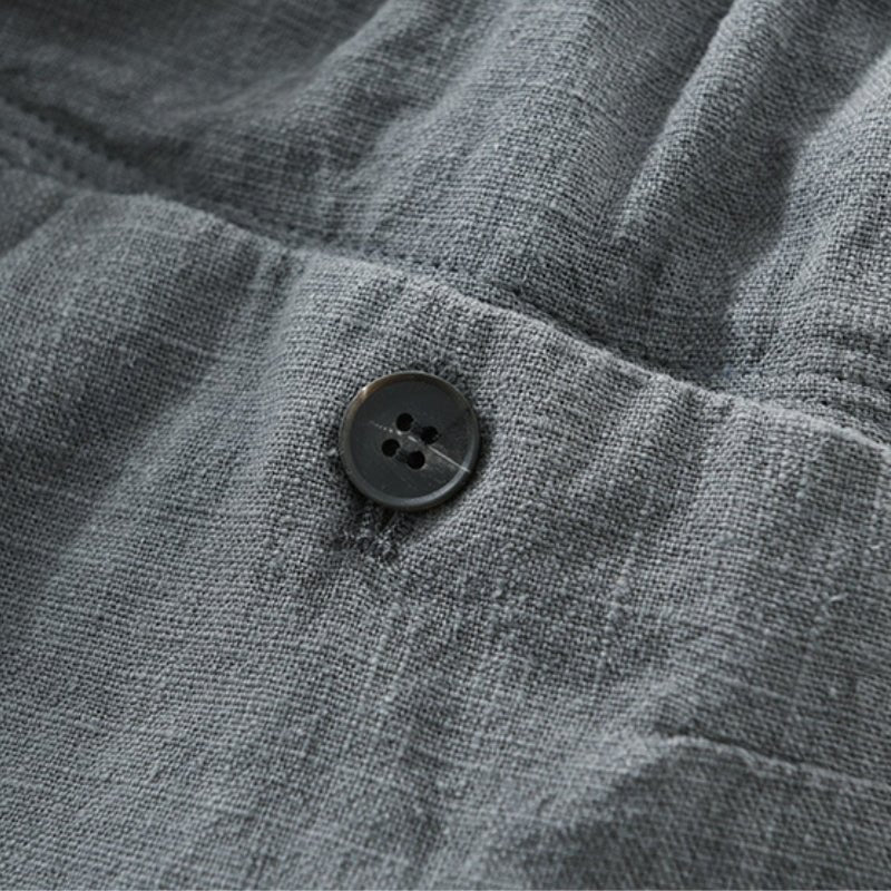 Pantalones de Lino y Algodón para Hombre de Corte Recto con Cintura Elástica