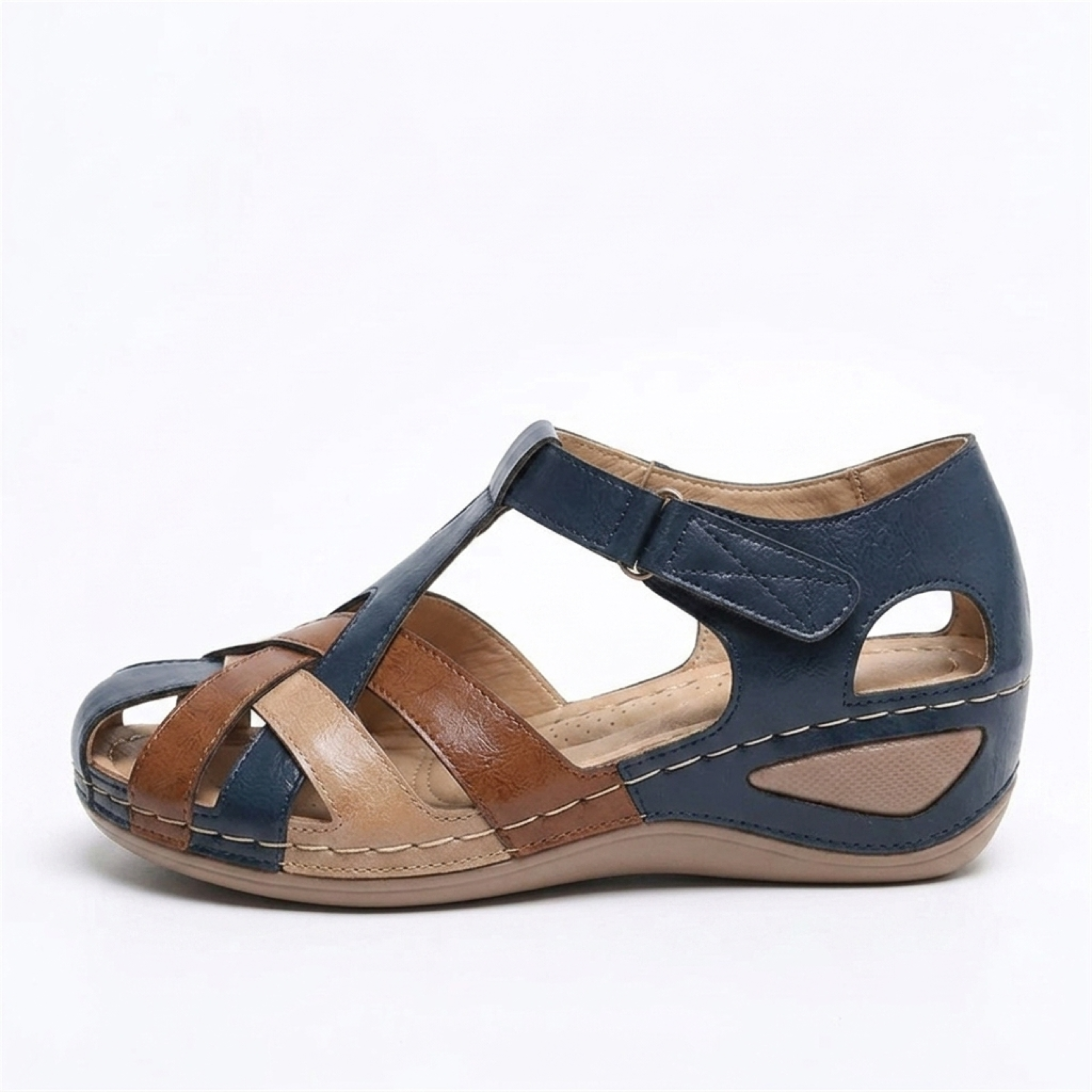 Sandalias cuero mujer — tiras entrelazadas para uso diario