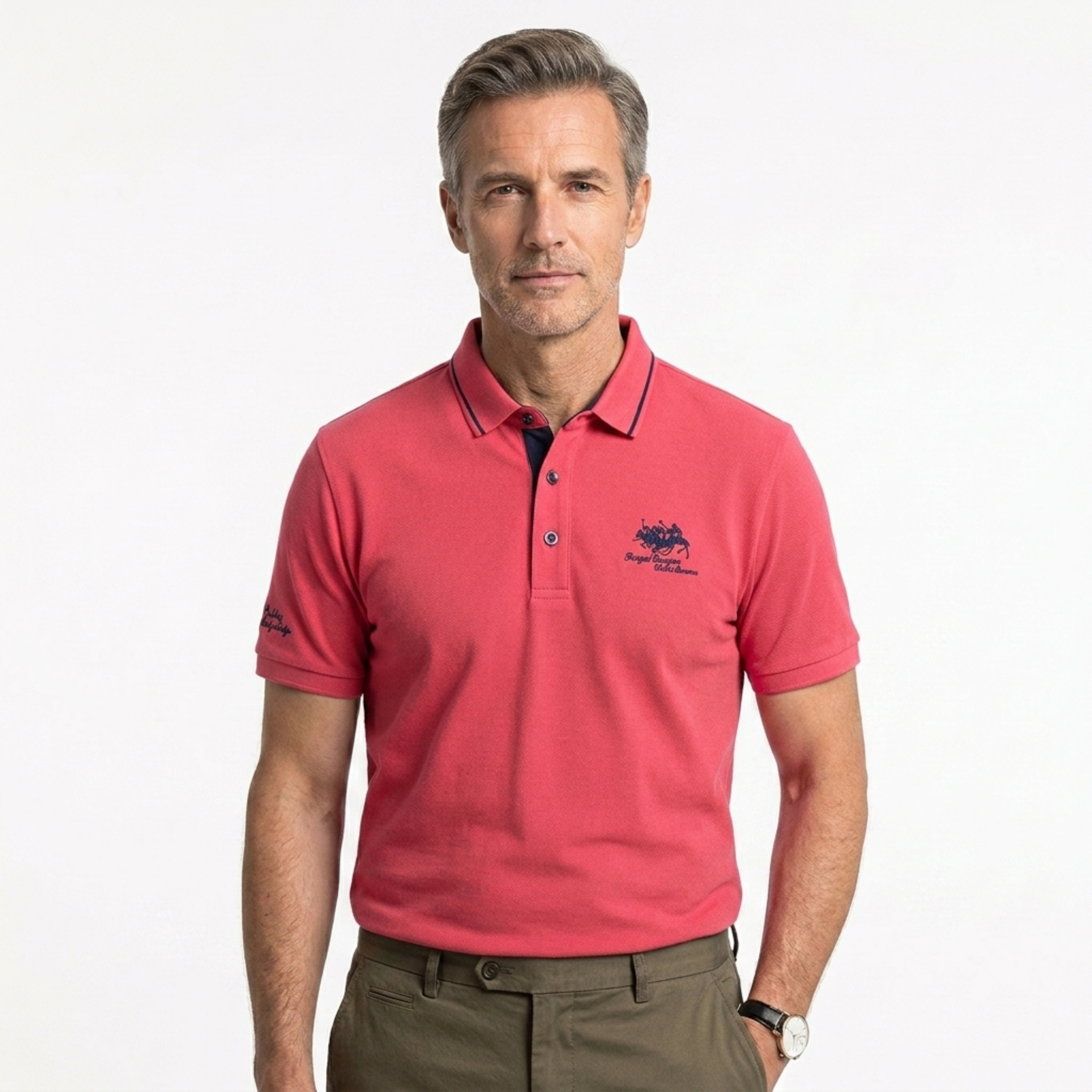 Polo manga corta hombre — diseño bordado para uso diario