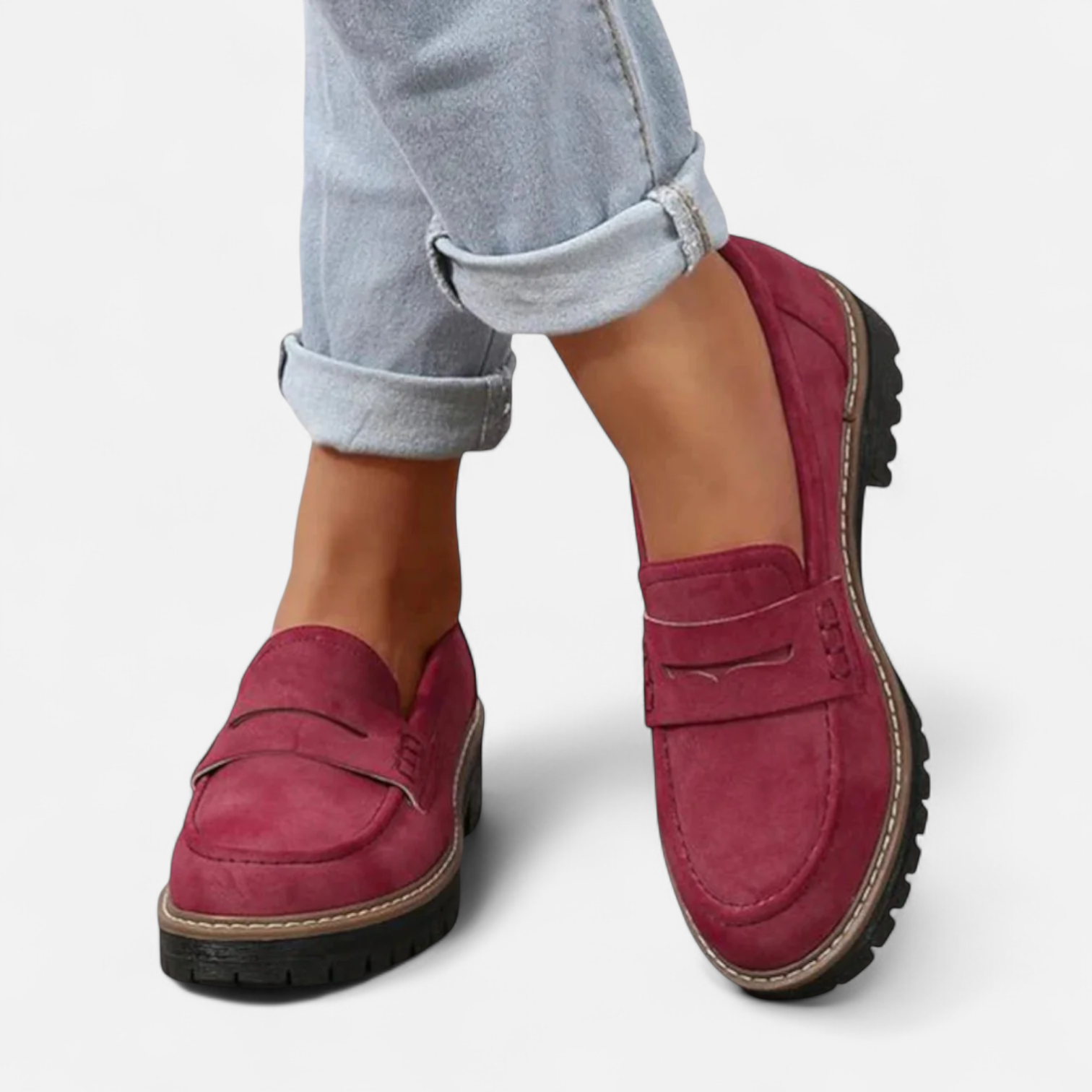 Mocassins de couro para mulher com sola antiderrapante para uso diário