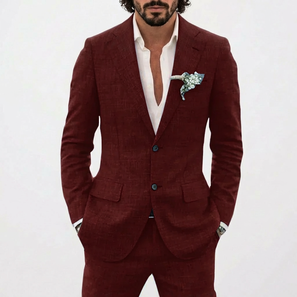 Men's linen suit — Slim fit tailored cut for weddings