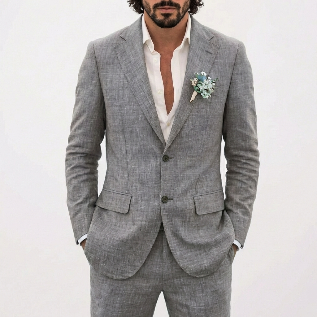 Men's linen suit — Slim fit tailored cut for weddings