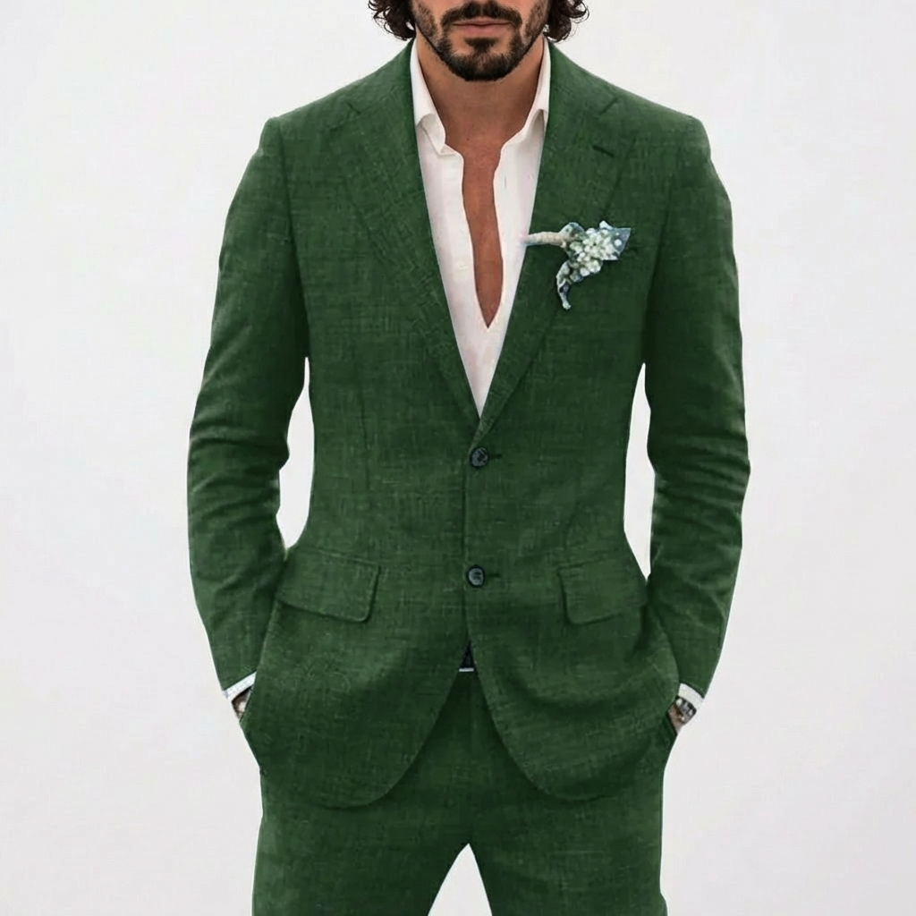 Men's linen suit — Slim fit tailored cut for weddings