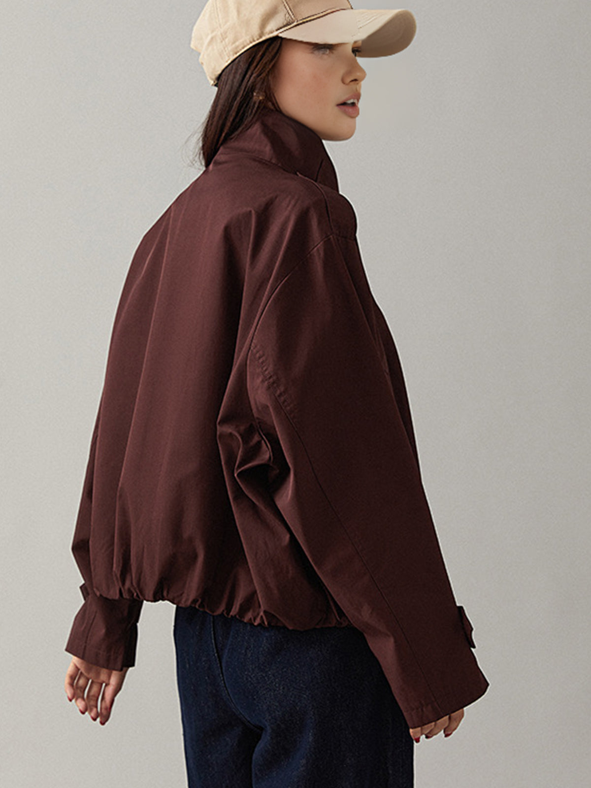 Chaqueta Utility de Corte Holgado con Cuello Solapa y Botones Frontales para Mujer