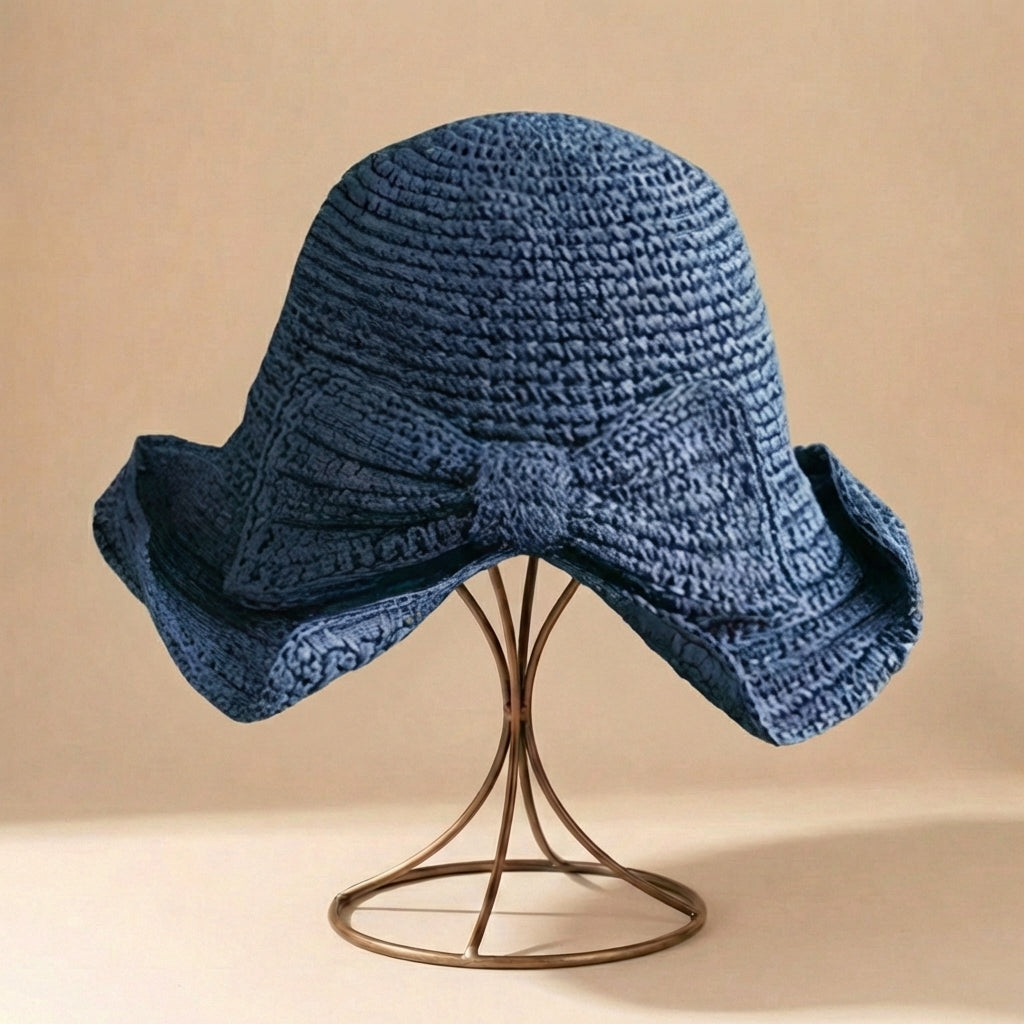 Chapeau de soleil pour femme - large bord avec ruban - style plage décontracté