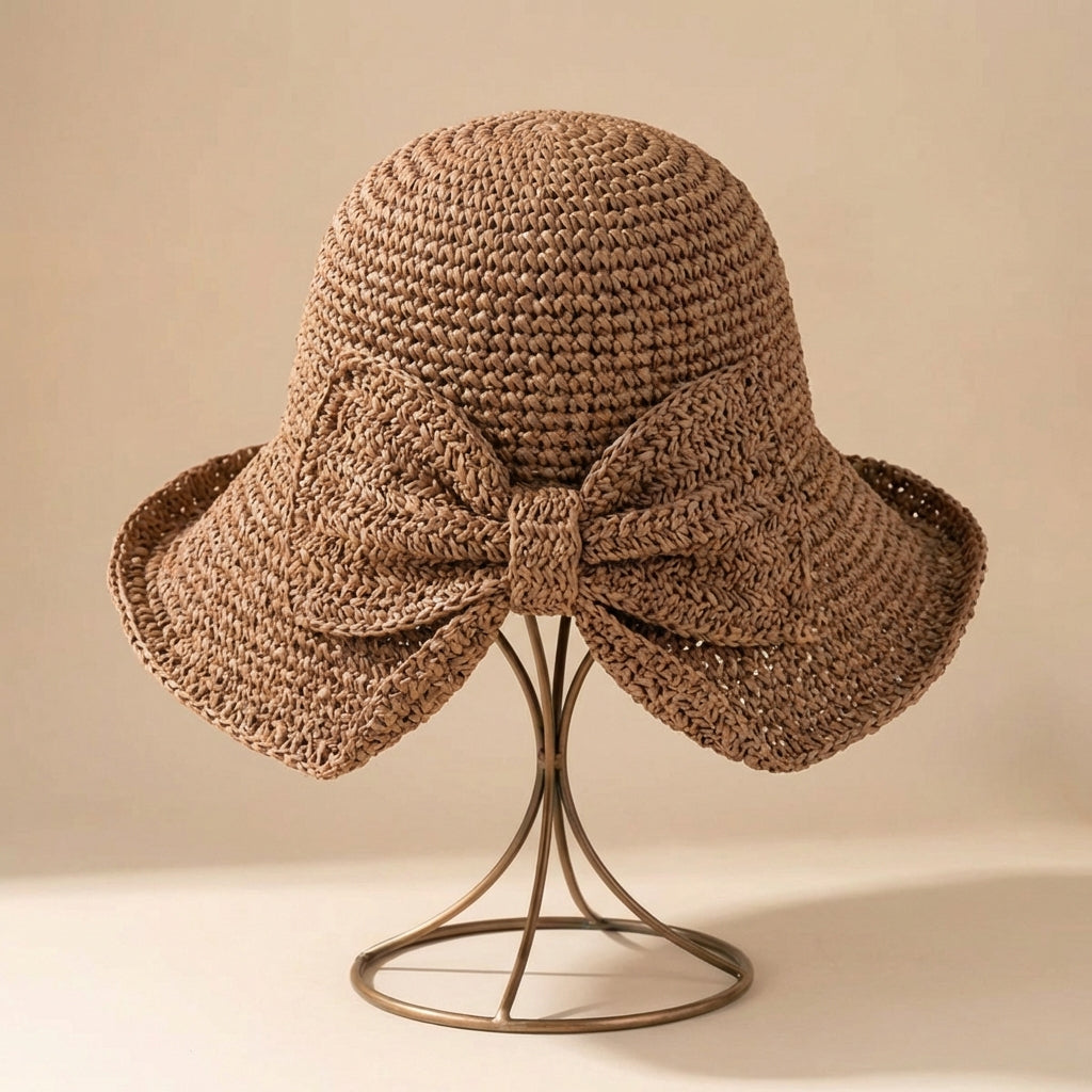 Sombrero de sol tipo pescador para mujer - ala ancha con lazo - playa vacaciones