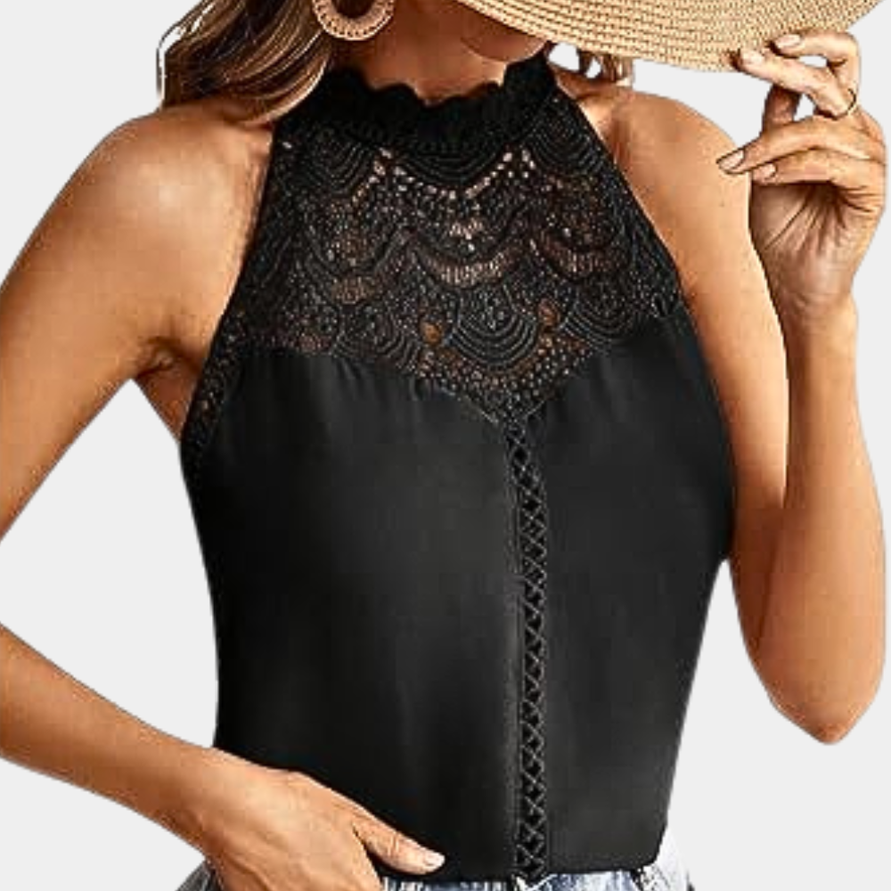 Halter blouse with lace detail | sleeveless top for daily use
