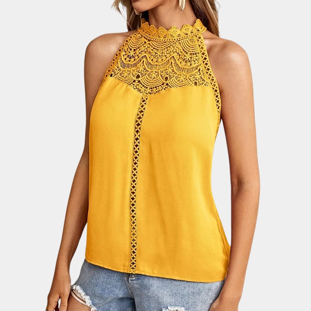 Halter blouse with lace detail | sleeveless top for daily use