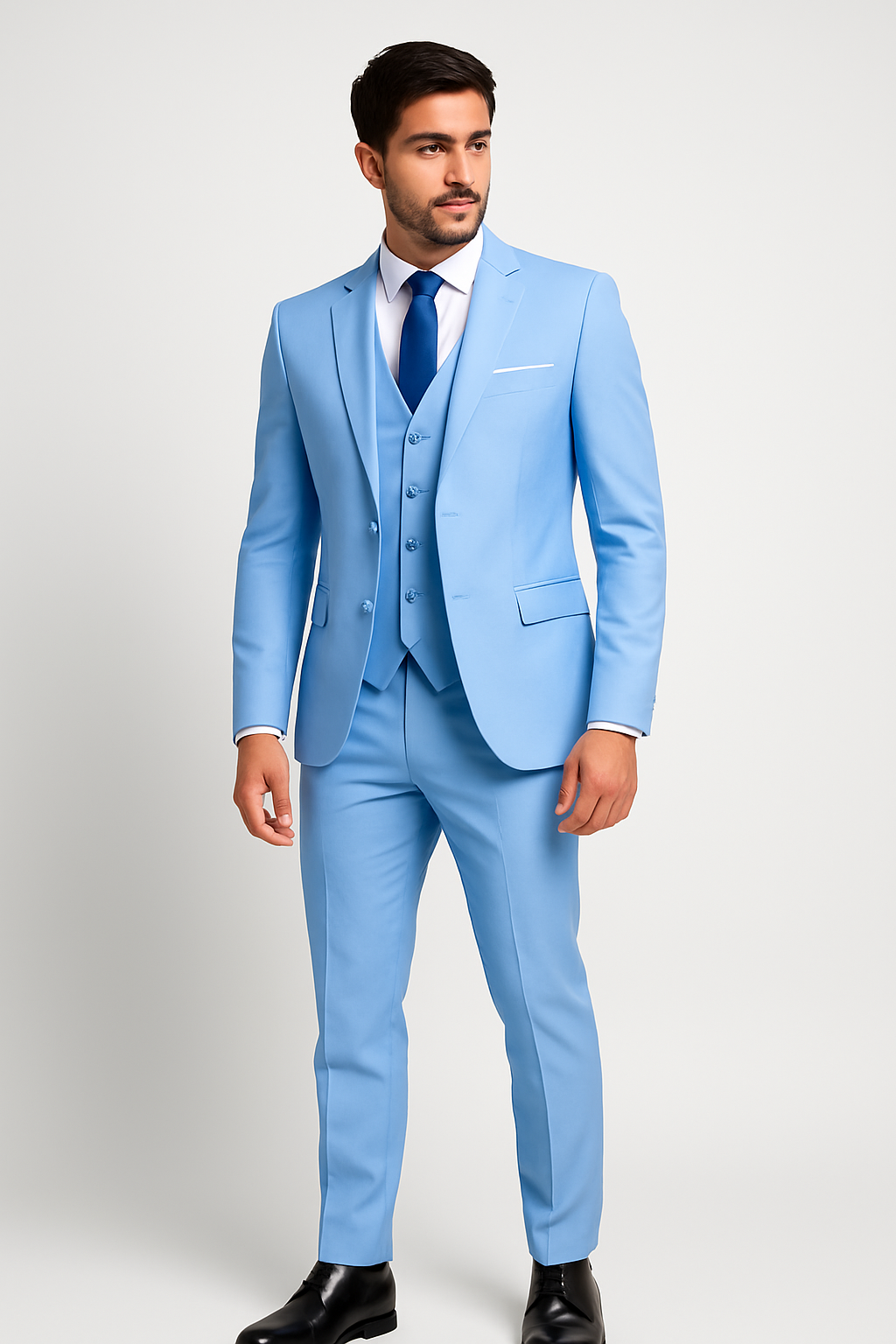 Pánský oblek třídílný slim fit formální svatební banket elegantní