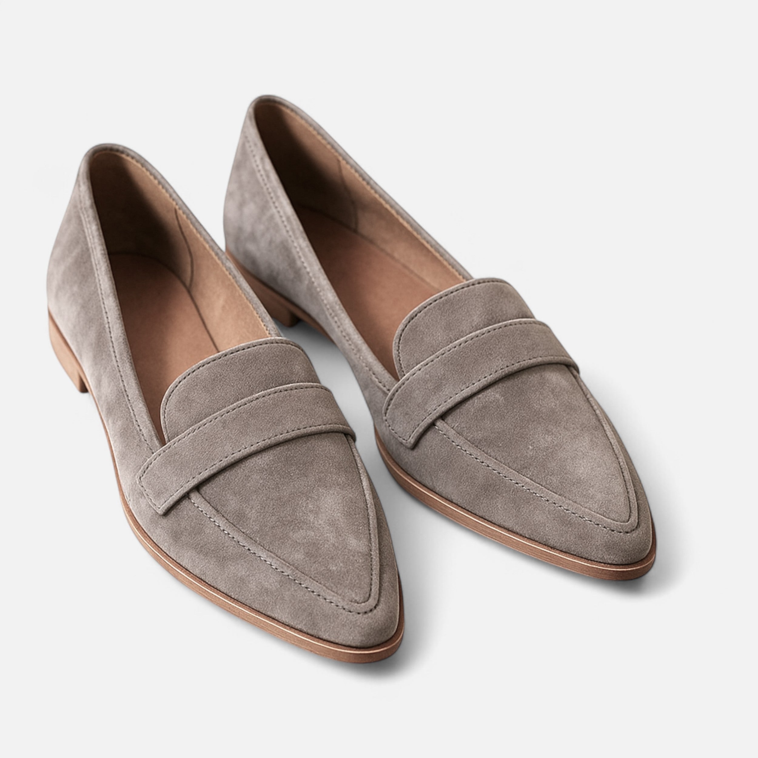 Mocasines de Punta Fina Estilo Retro para Mujer en Gamuza Sintética