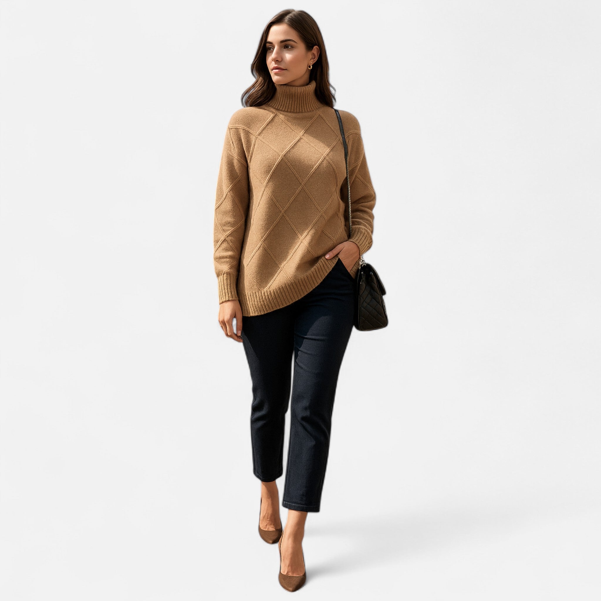 Eliaro Moda | Pulover Femei Cașmir Guler Înalt Înfășurător