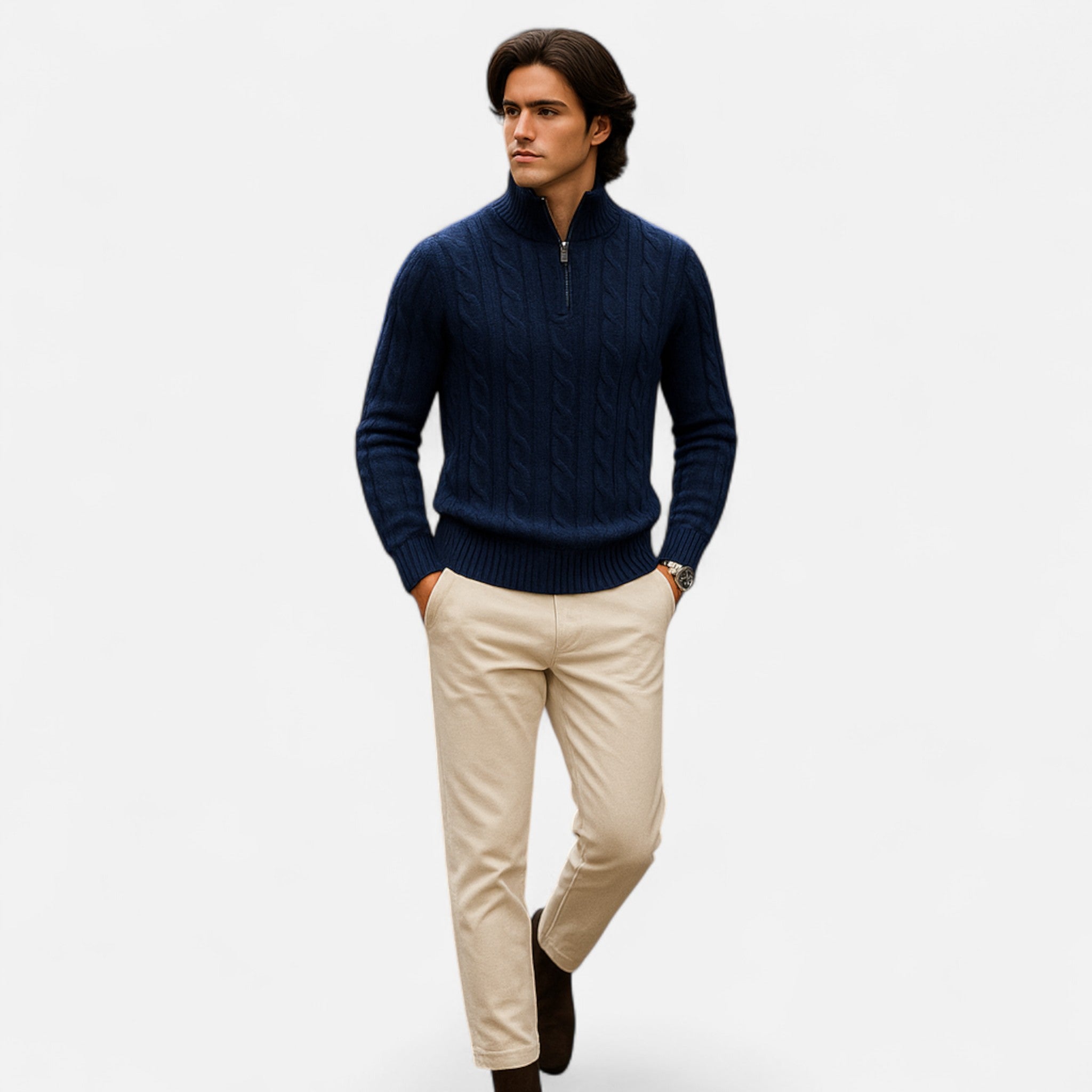 Eliaro Moda | Maglione Uomo Mezza Zip Collo Alto Stile Classico
