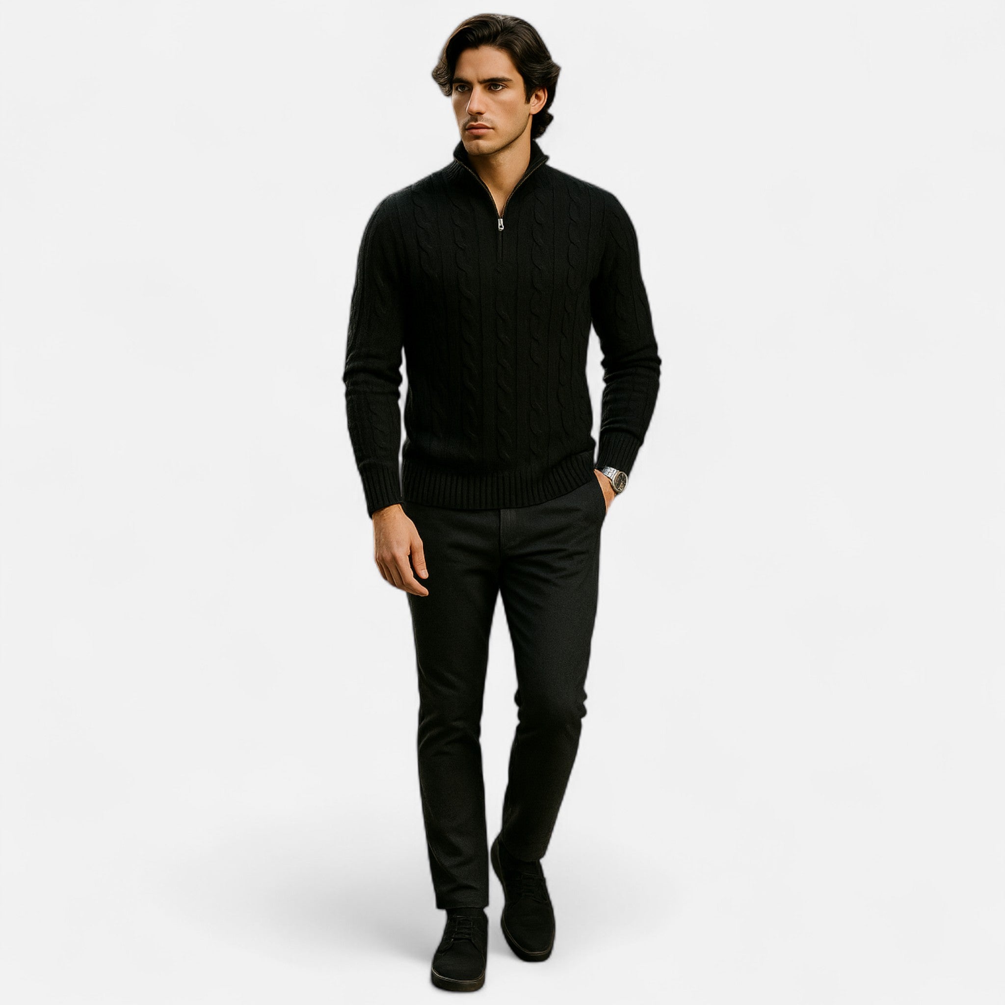 Eliaro Moda | Maglione Uomo Mezza Zip Collo Alto Stile Classico