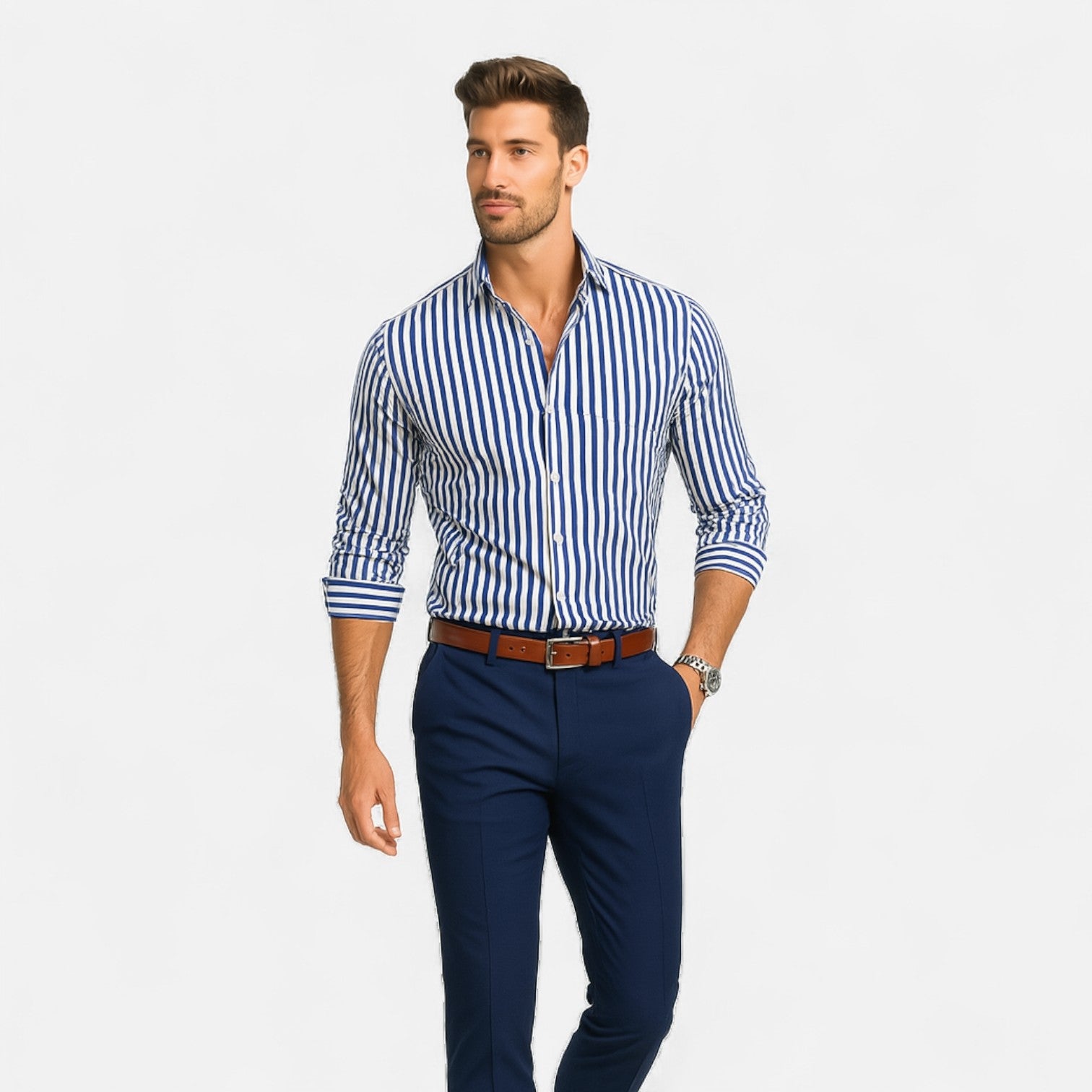 Eliaro Moda | Chemise à Rayures pour Homme – Design Classique avec Motif Intemporel et Coupe Raffinée