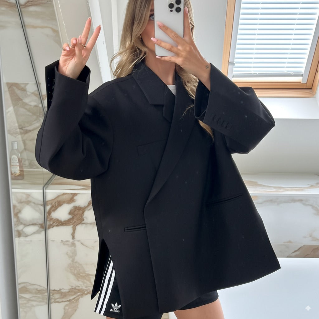 Blazer à manches longues avec revers cranté et fermeture à un bouton pour femme