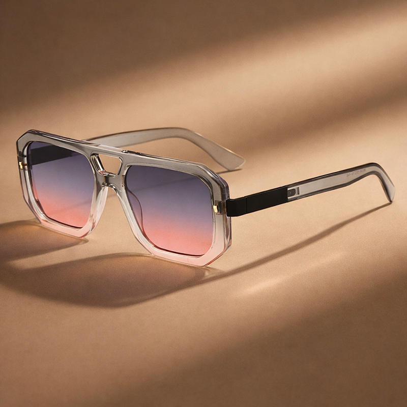 Lunettes de soleil carrées à double pont rétro, protection UV400 unisexe