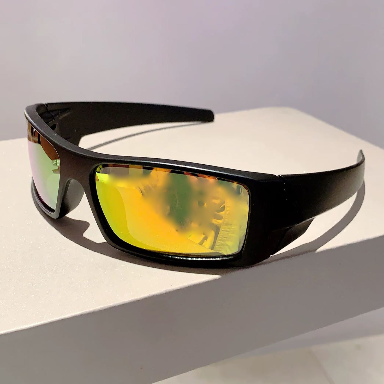 Wraparound sports sunglasses in Y2K punk style with UV400 protection, unisex
