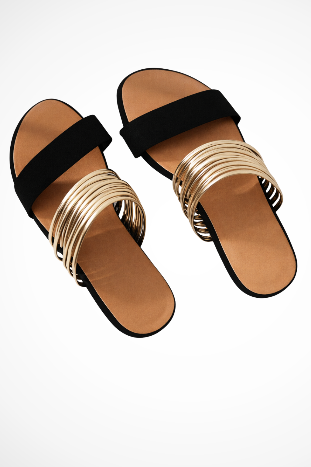 Sandales plates à brides pour femme avec détail d'anneaux métalliques