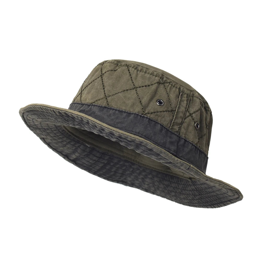 Pălărie tip bucket unisex din bumbac spălat, pentru pescuit și vânătoare, protecție solară
