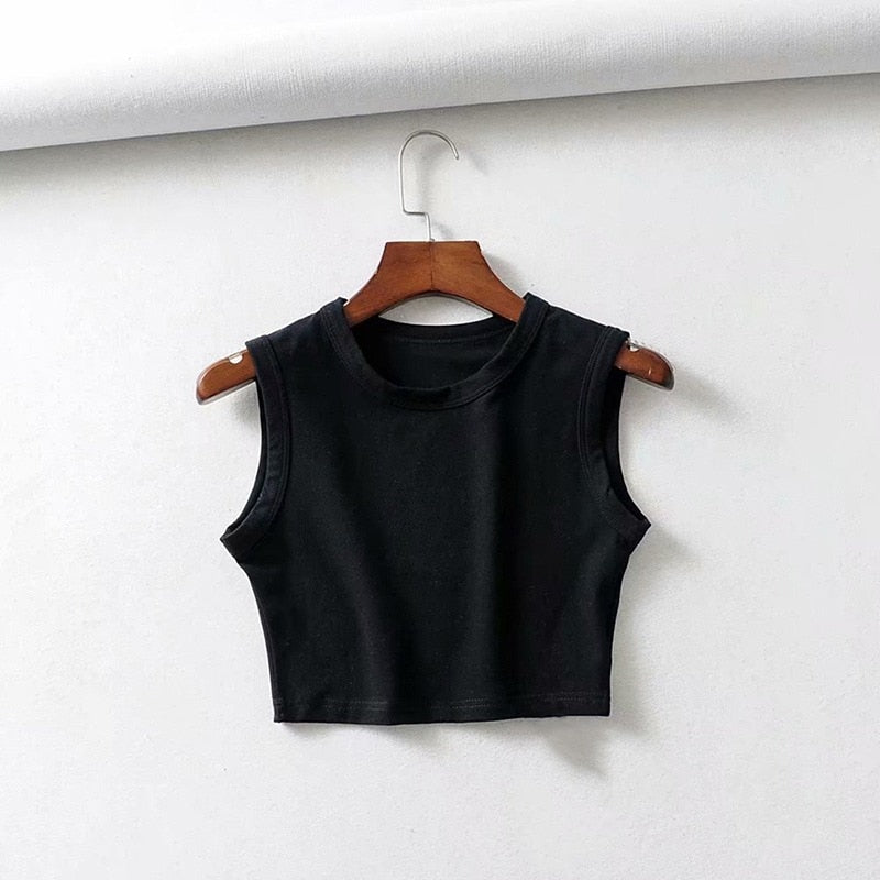 Crop top sans manches | blouse courte polyvalente pour l'été