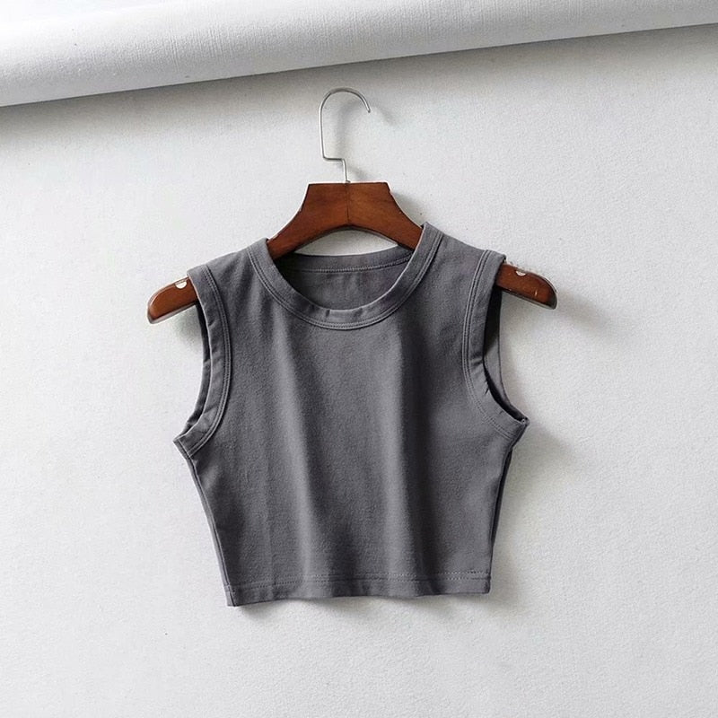 Crop top sans manches | blouse courte polyvalente pour l'été