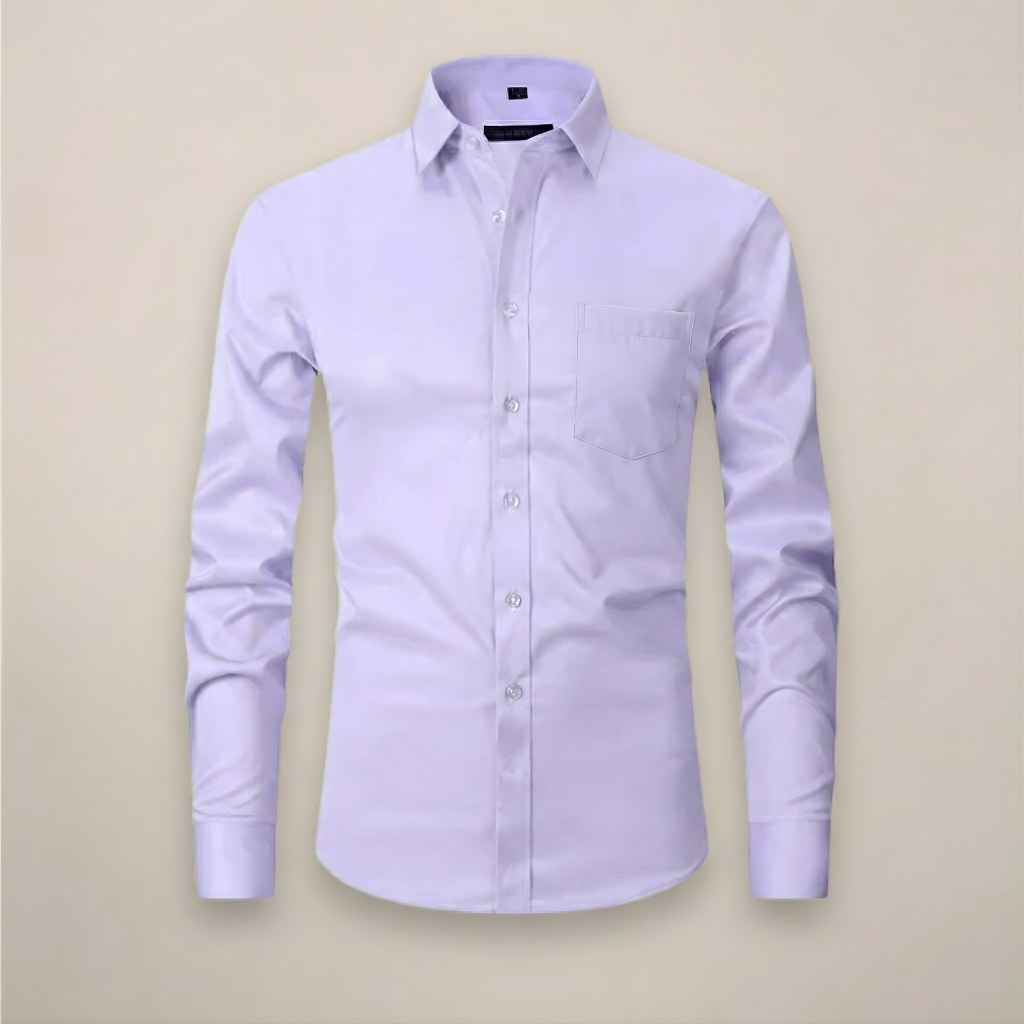 Camicia a maniche lunghe da uomo — taglio strutturato senza pieghe — formale