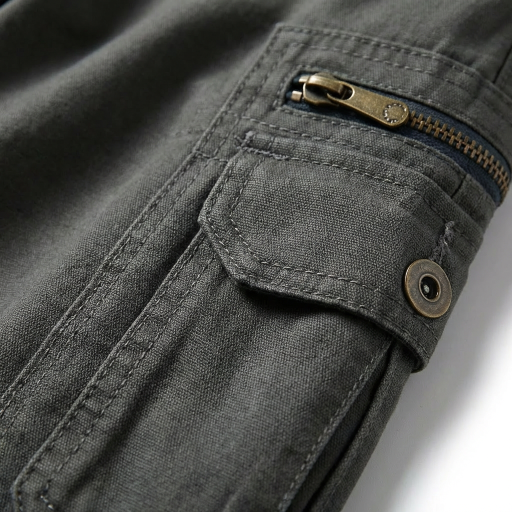 Bermudas cargo pour homme avec poches zippées et anneau métallique