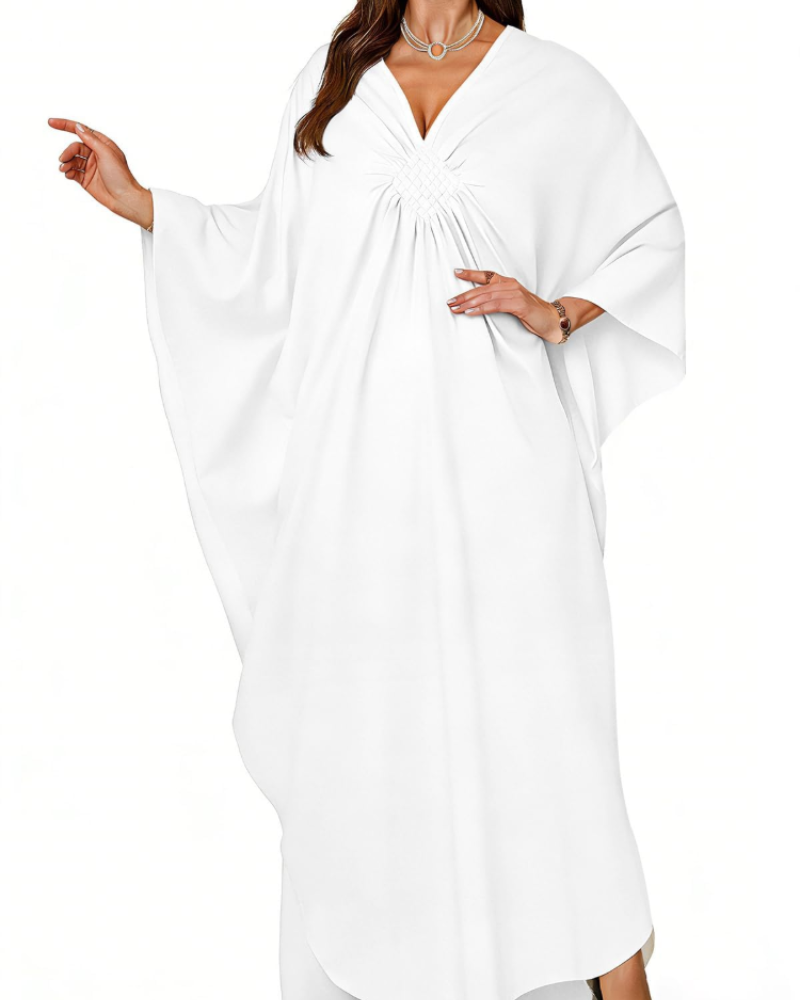 Tunique kimono brodée pour femme avec col en V — plage