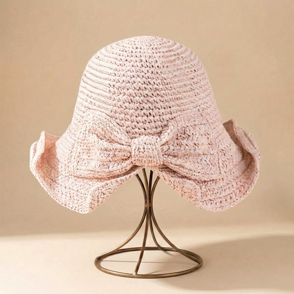 Chapeau de soleil pour femme - large bord avec ruban - style plage décontracté