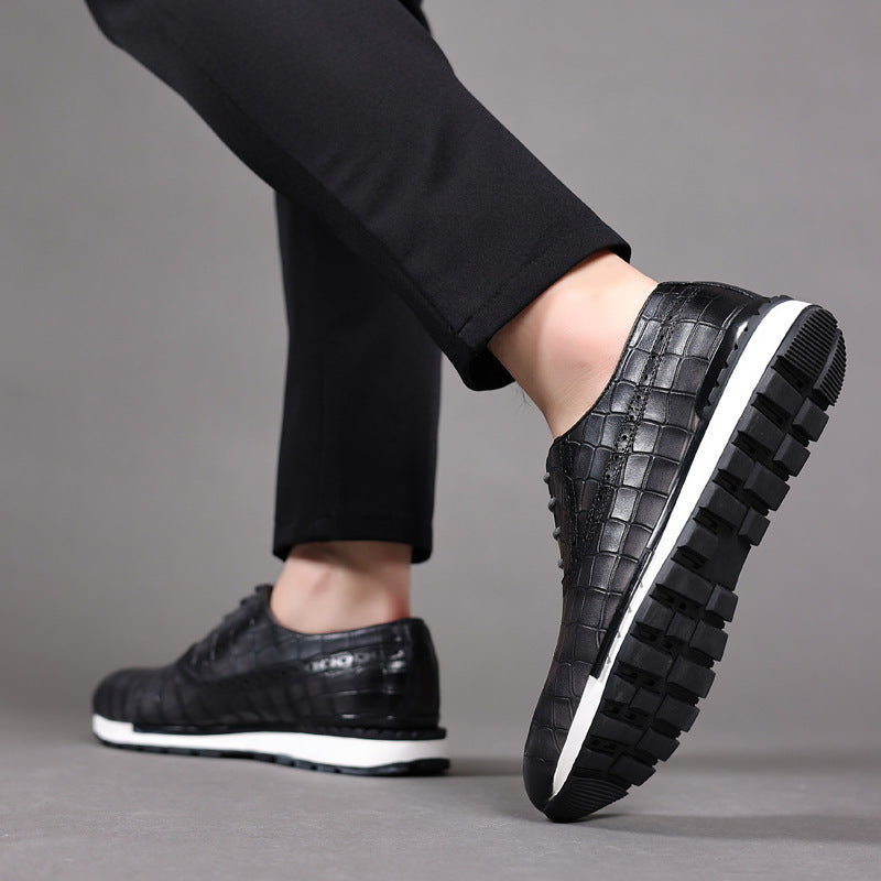 Sapatos Oxford em pele genuína para homem com sola de borracha e fecho de atacadores