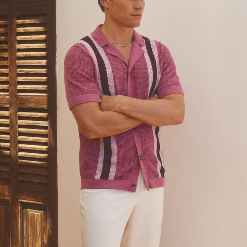 Polo de punto con rayas para hombre — vintage