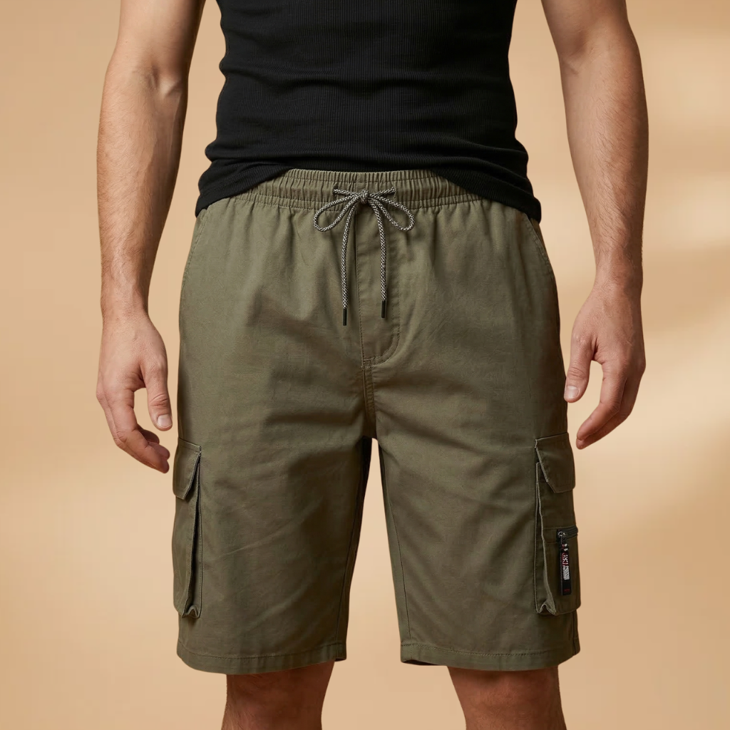 Pantalones cortos cargo de hombre - shorts informales de verano con cordón