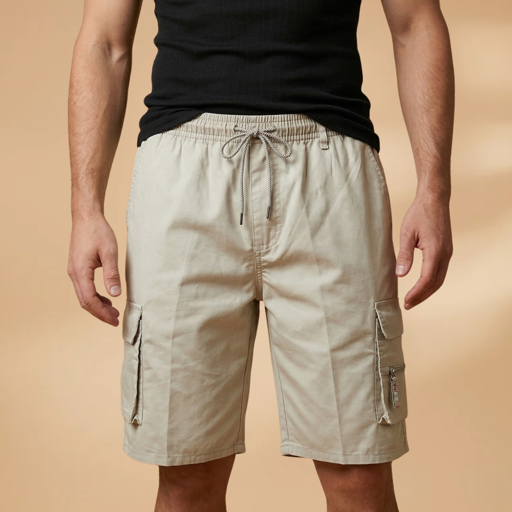Pantalones cortos cargo de hombre - shorts informales de verano con cordón