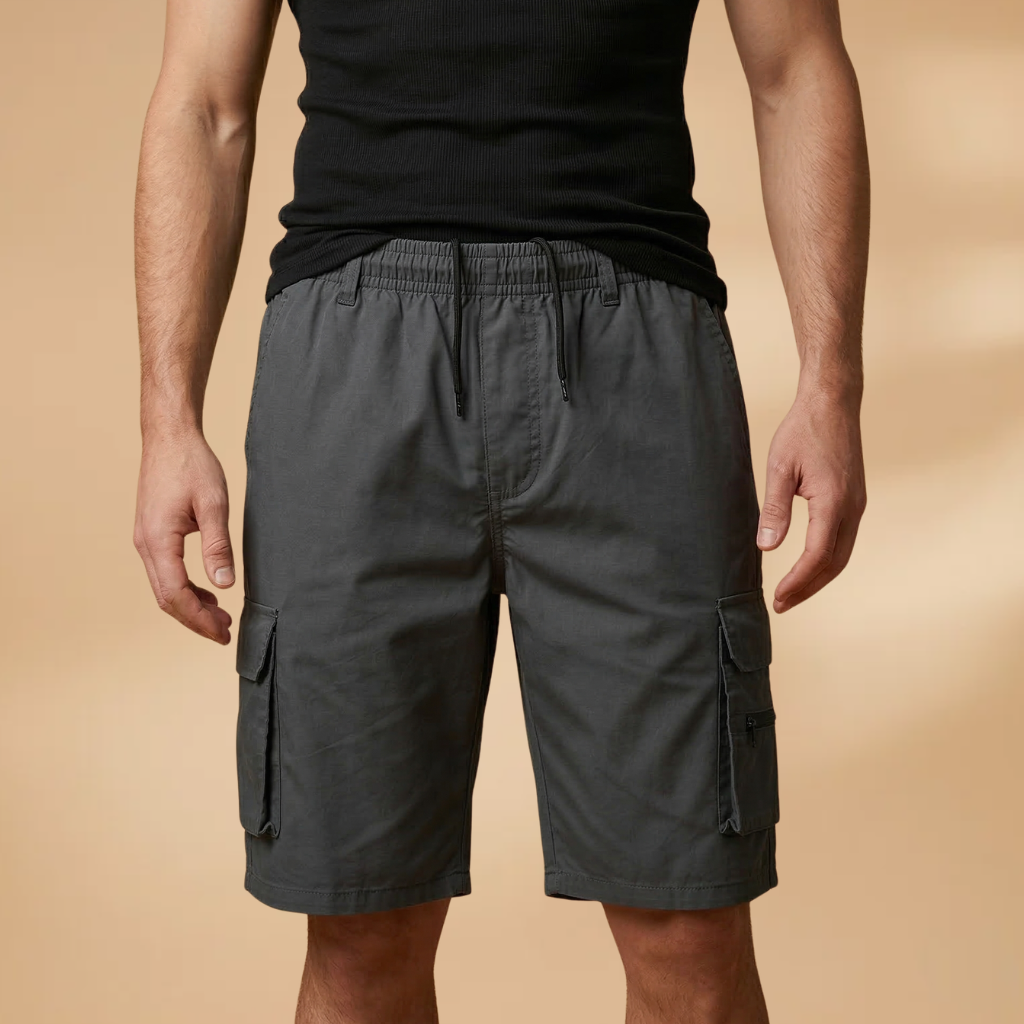 Pantalones cortos cargo de hombre - shorts informales de verano con cordón