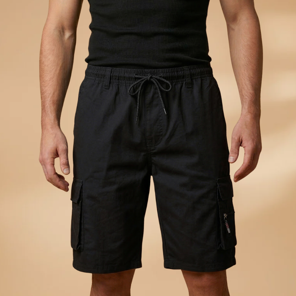 Pantalones cortos cargo de hombre - shorts informales de verano con cordón