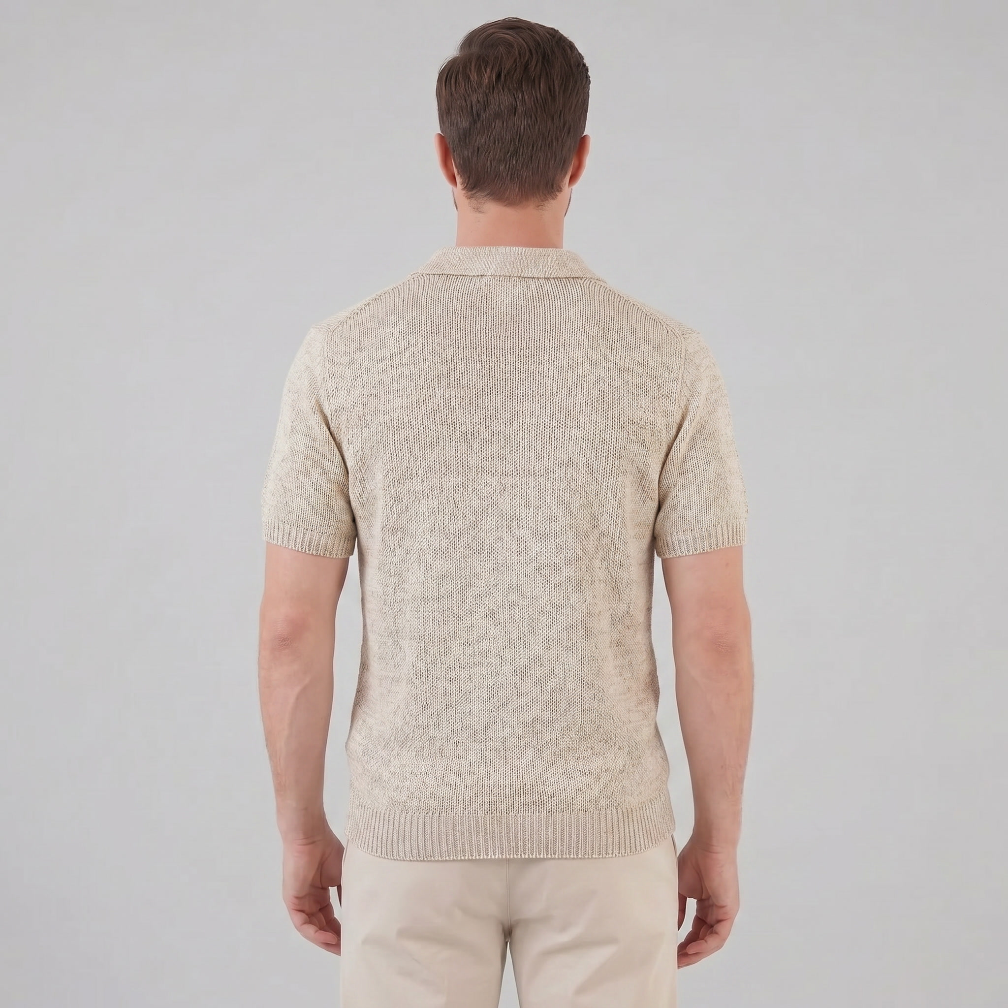 Polo en maille pour homme avec effet chiné — style décontracté d'été