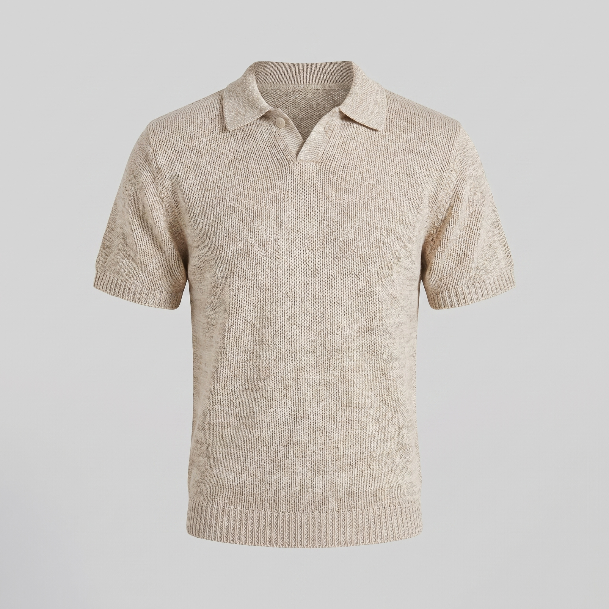 Polo en maille pour homme avec effet chiné — style décontracté d'été