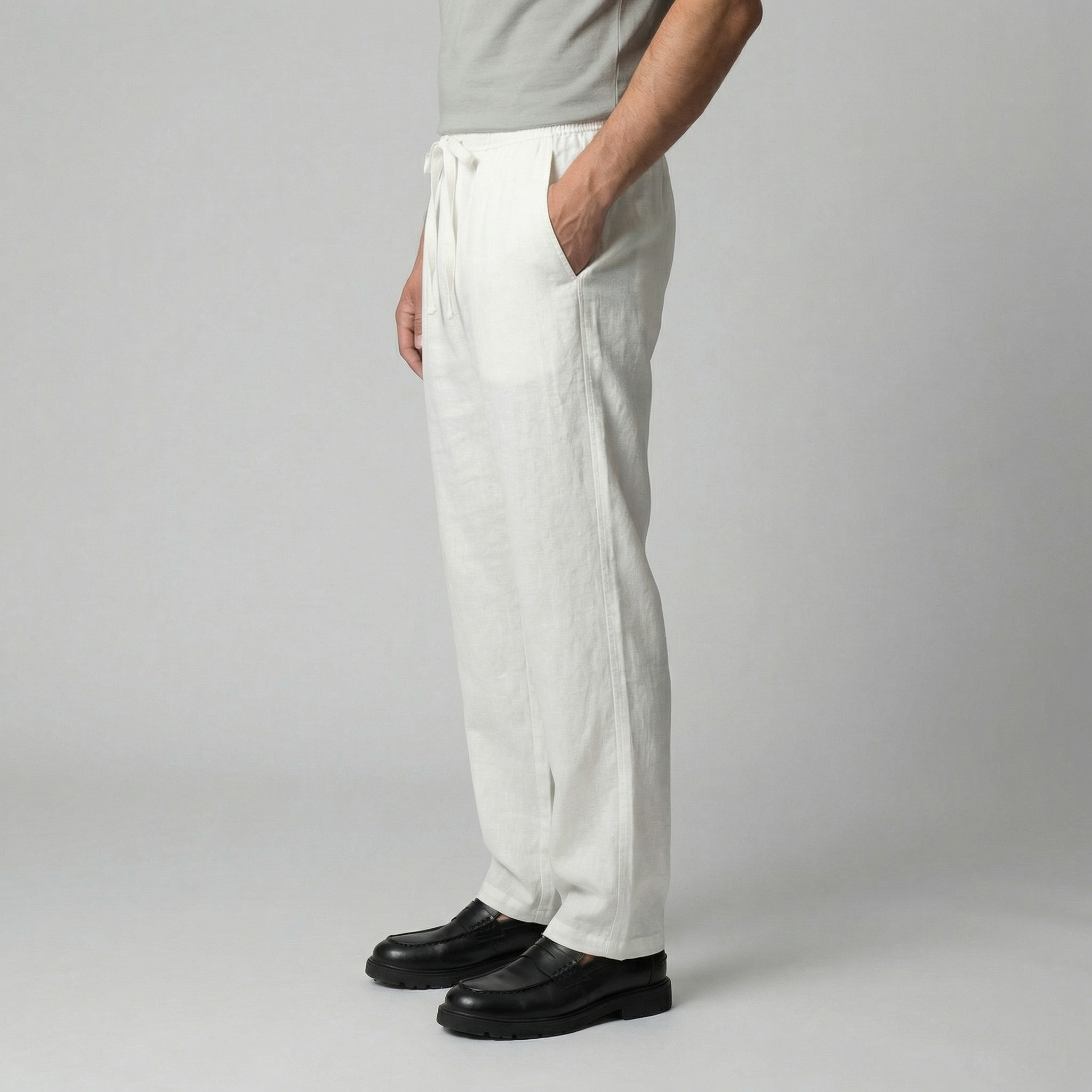 Pantalón lino hombre | ajuste entallado para playa