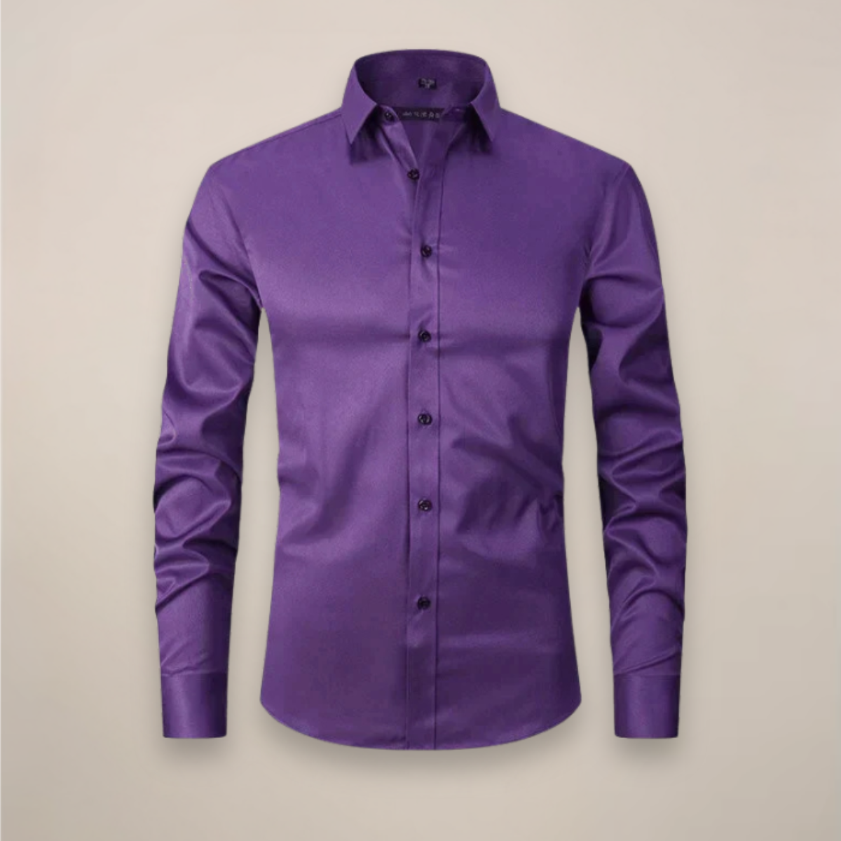 Camicia a maniche lunghe da uomo — taglio strutturato senza pieghe — formale
