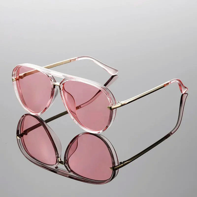 Lunettes de soleil aviateur à double pont, protection UV400, monture carrée unisexe