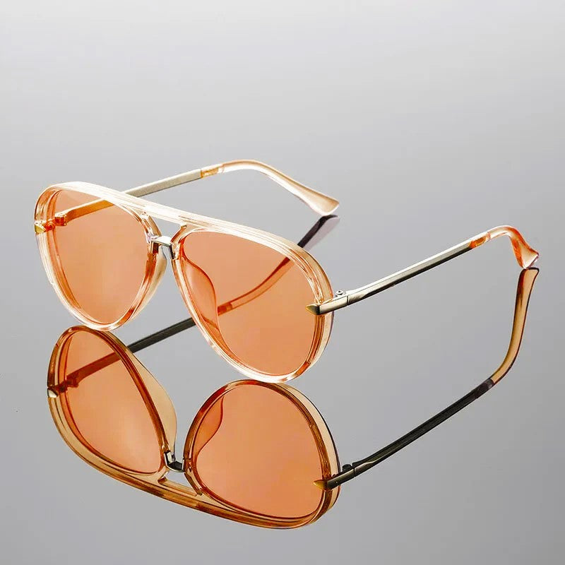 Lunettes de soleil aviateur à double pont, protection UV400, monture carrée unisexe
