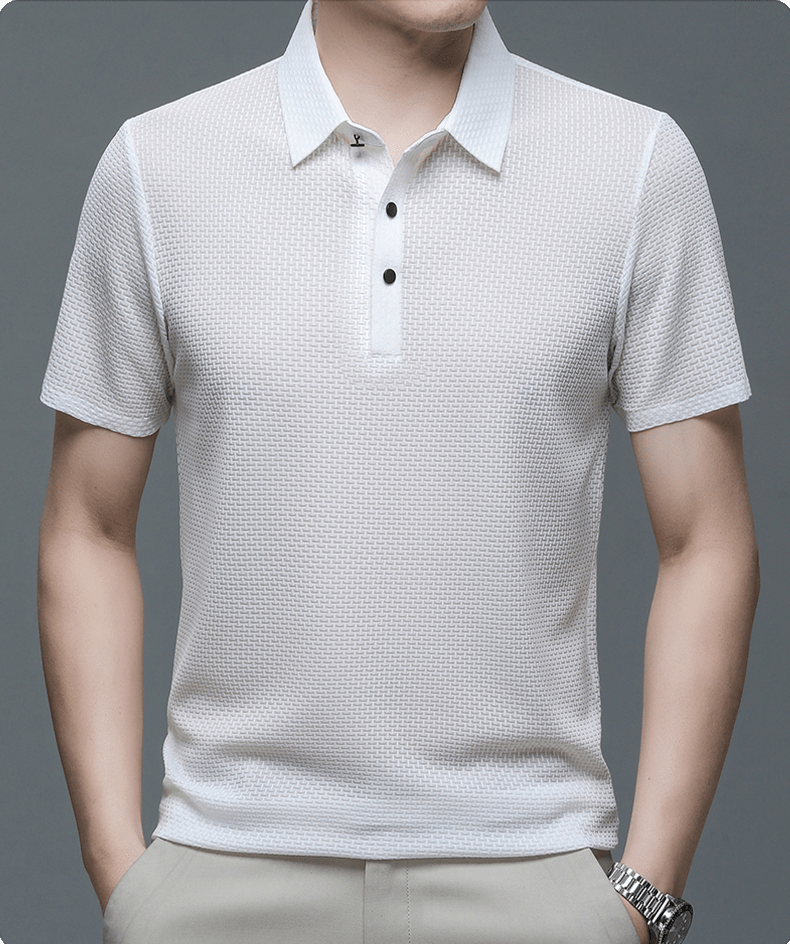 Polo de hombre con textura microestructurada y botones — business casual